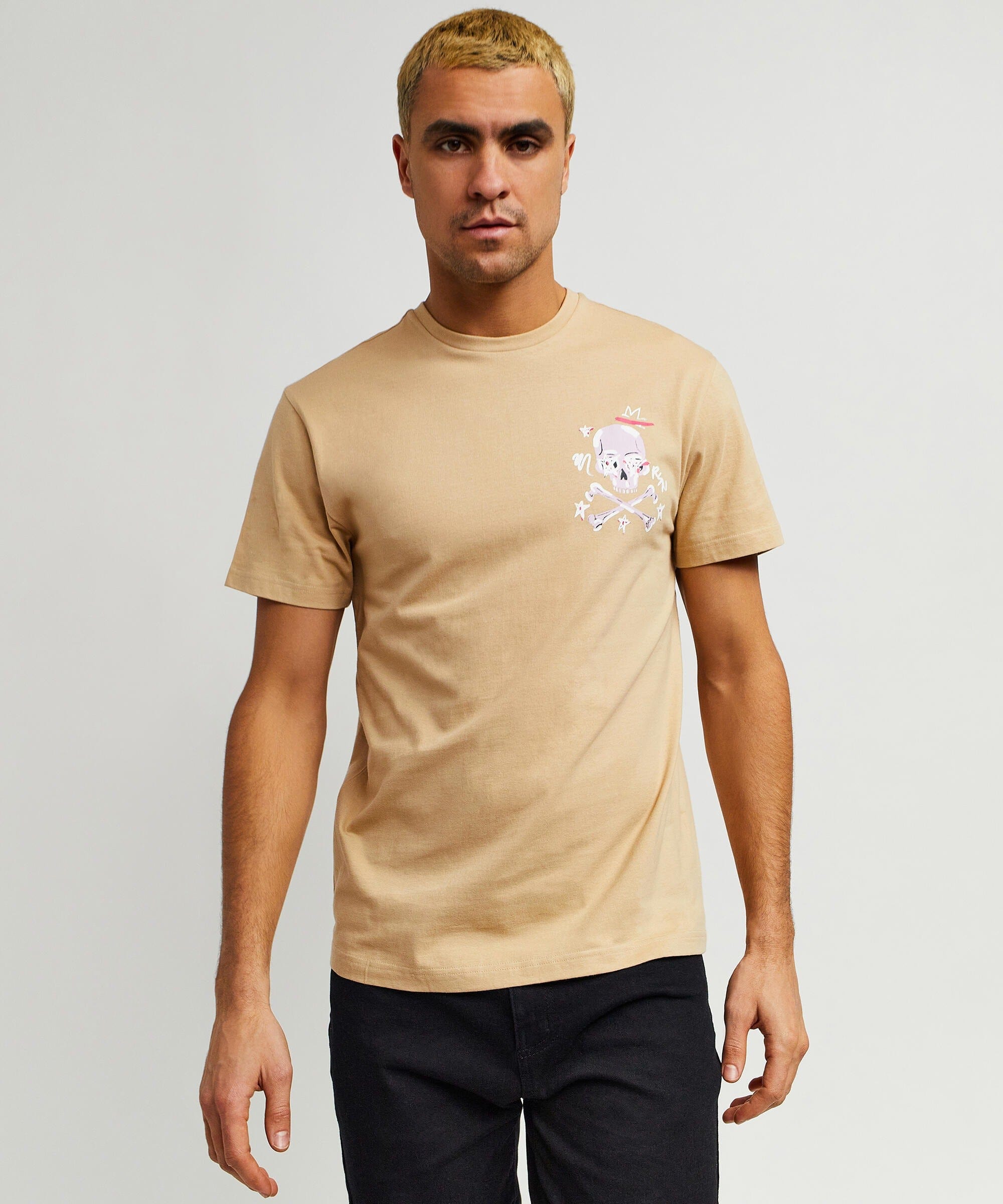 Burn Short Sleeve Graphic Print Tee - Khaki