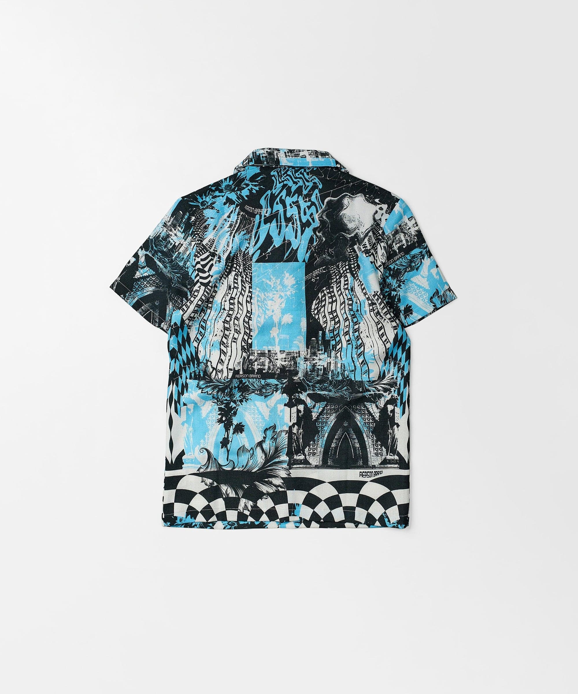 District Linen Texture Short Sleeve Button Down Shirt - Blue