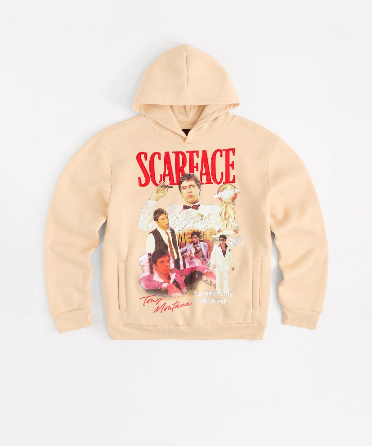 Scarface Say Hello Embroidered Patch Hoodie - Khaki