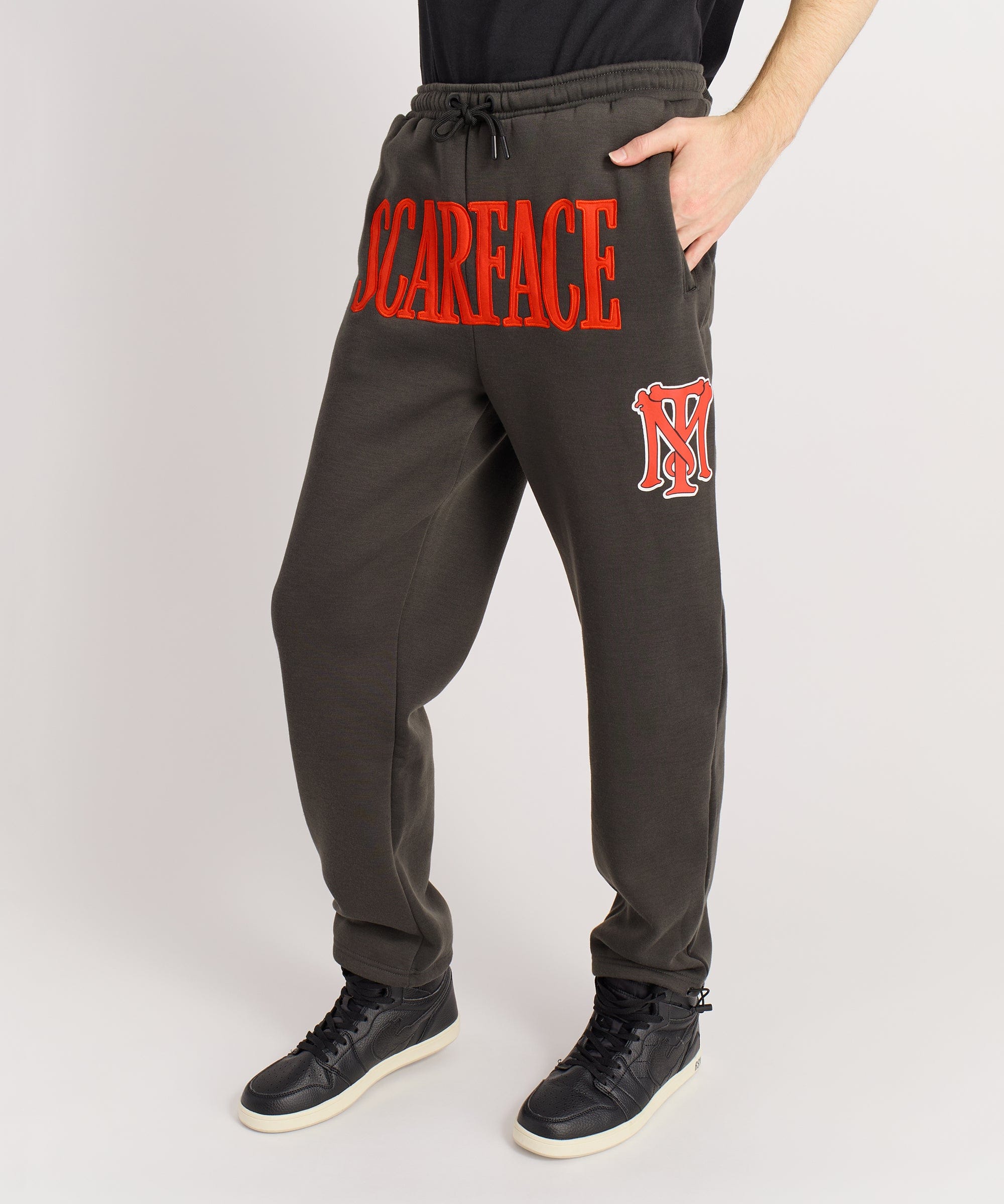 Scarface White Suit Embroidered Joggers - Charcoal
