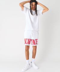 Scarface Fleece Glitter Sugar Print Shorts - White