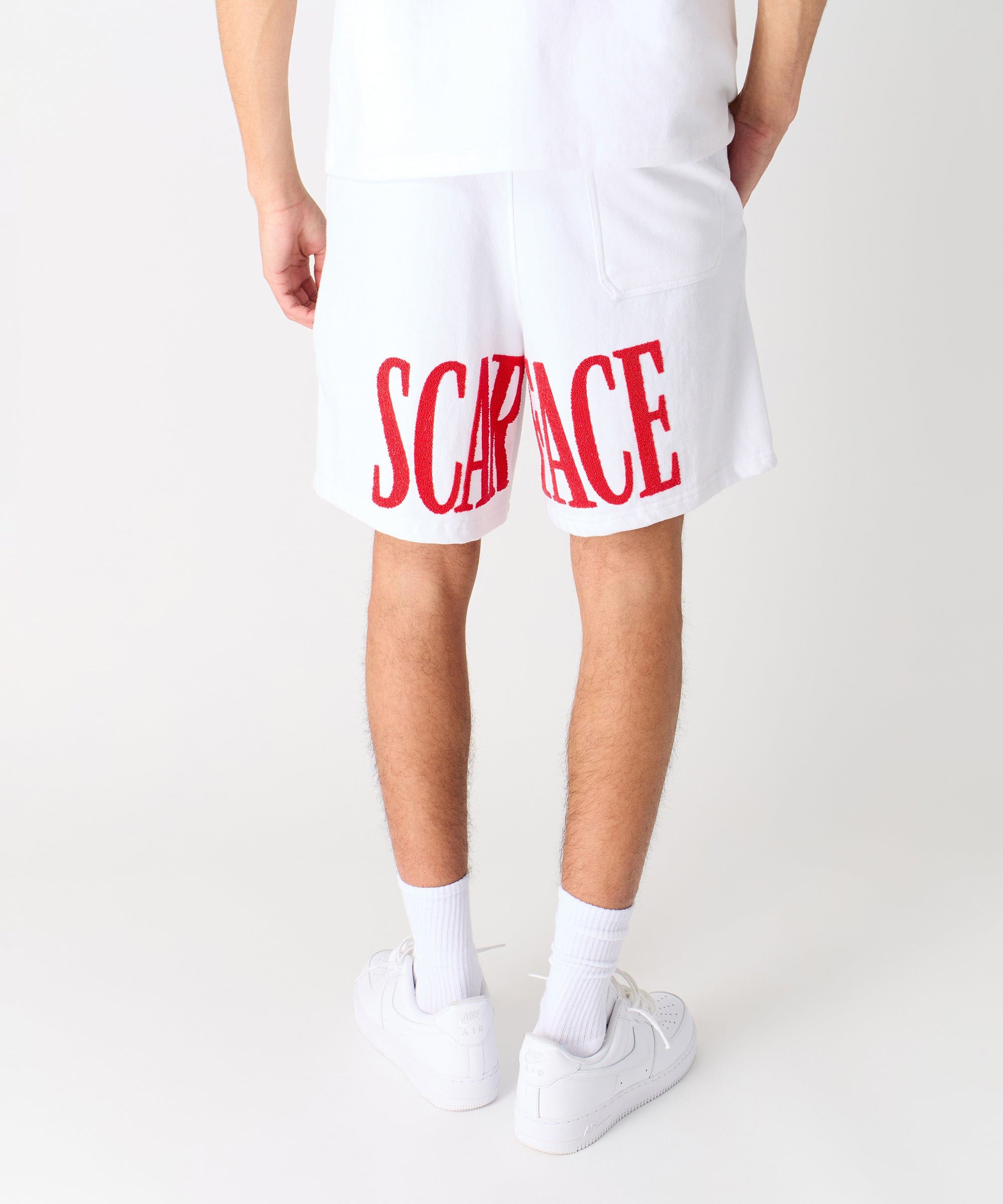 Scarface Fleece Glitter Sugar Print Shorts - White
