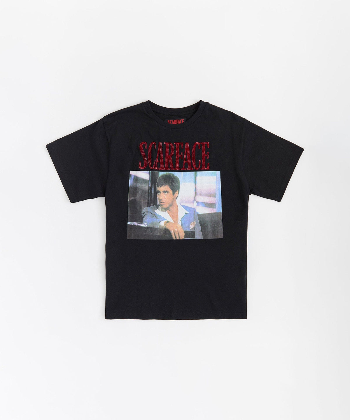 Scarface Rhinestone Short Sleeve Tee - Black