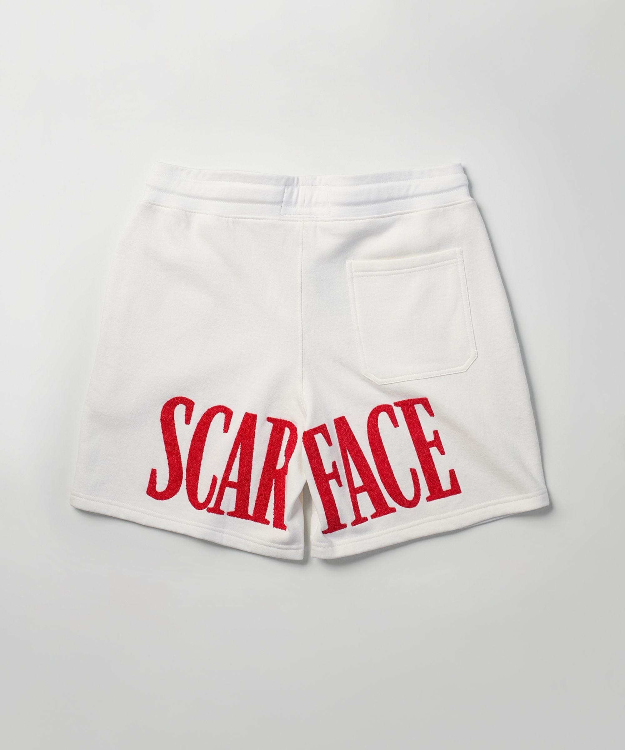 Plus Size Scarface Fleece Glitter Sugar Print Shorts - White