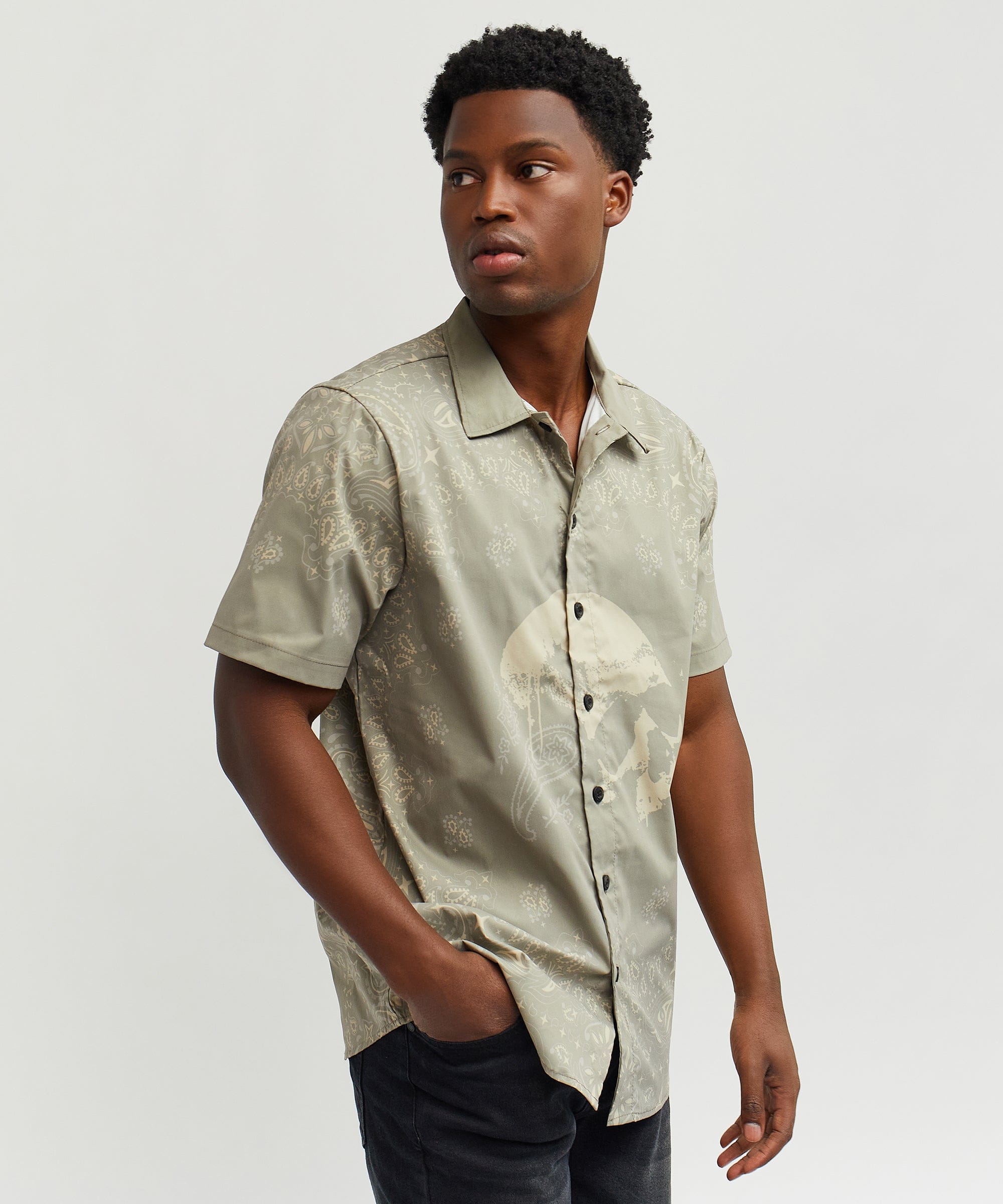 Skull Paisley Short Sleeve Shirt