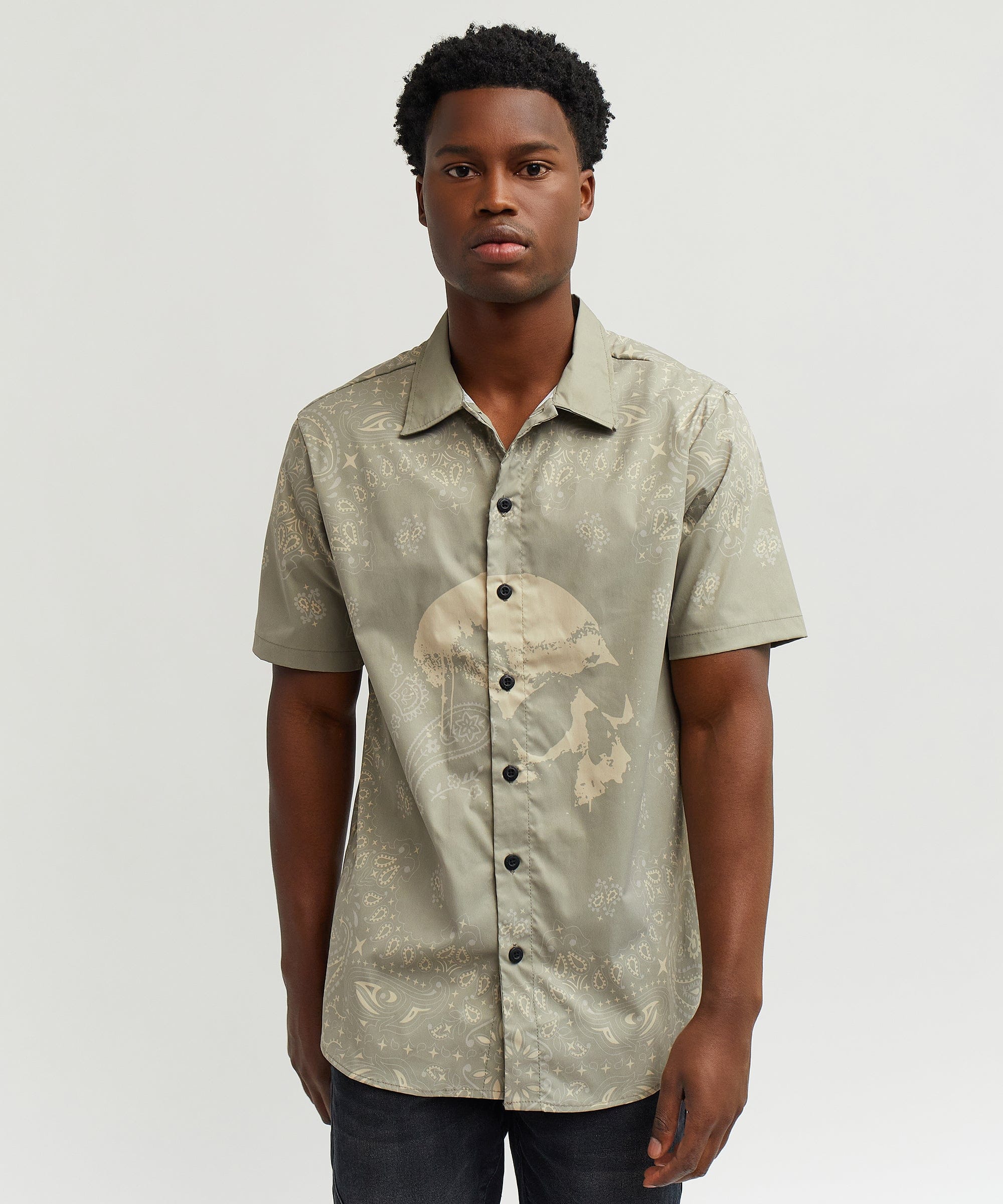Skull Paisley Short Sleeve Shirt