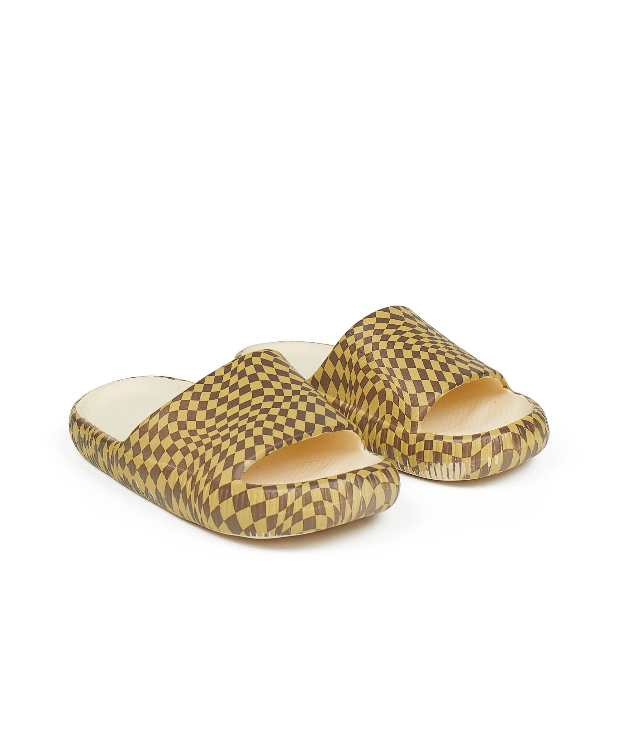 Maddox Checkered Slides - Brown