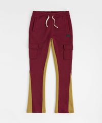 Flare Stacked Fleece Sweatpants - Burgundy