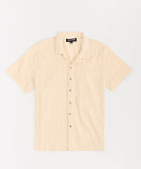 Jacquard Knit Short Sleeve Button Down Shirt - Cream