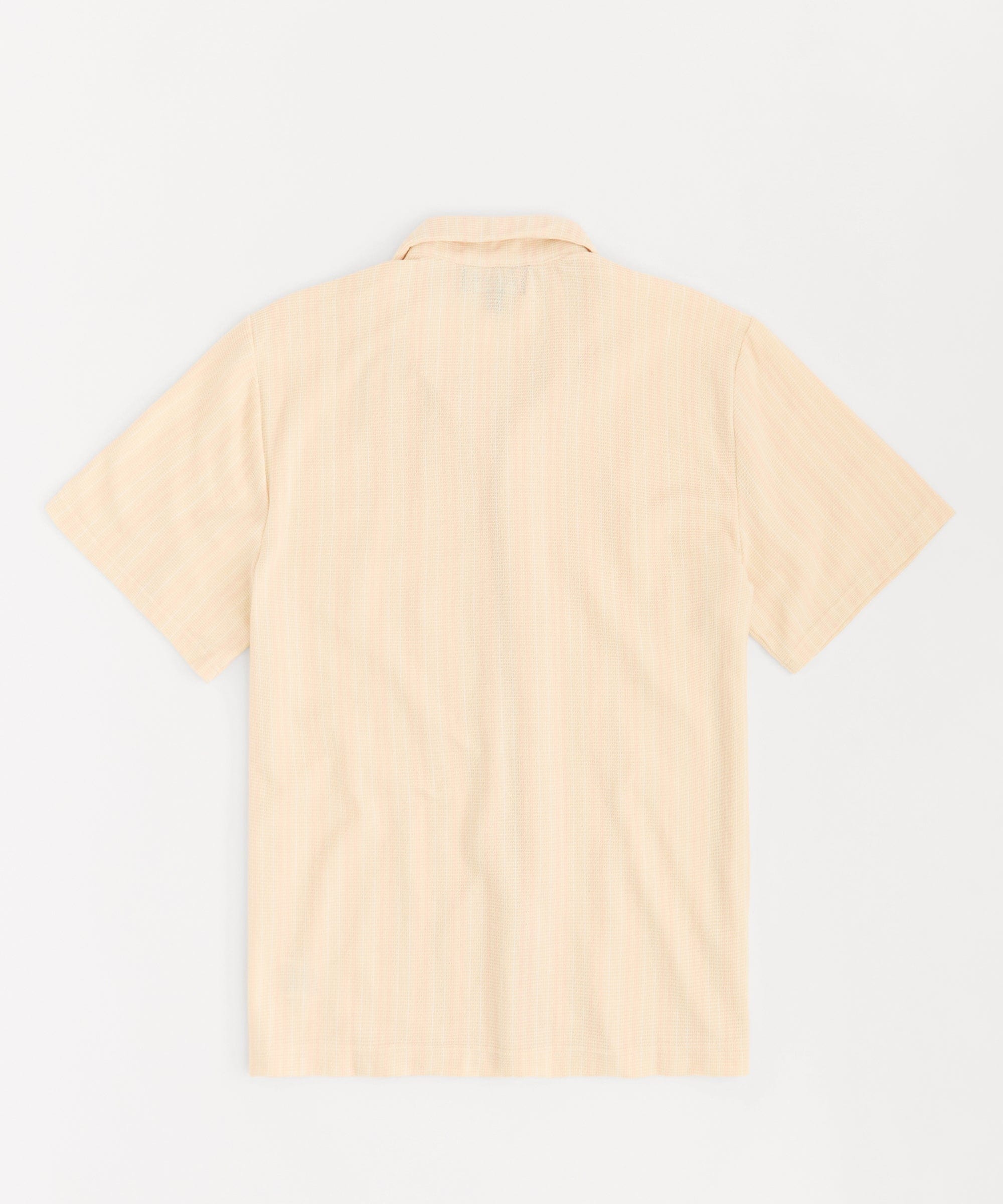 Jacquard Knit Short Sleeve Button Down Shirt - Cream