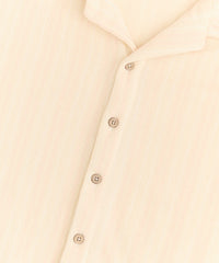 Jacquard Knit Short Sleeve Button Down Shirt - Cream