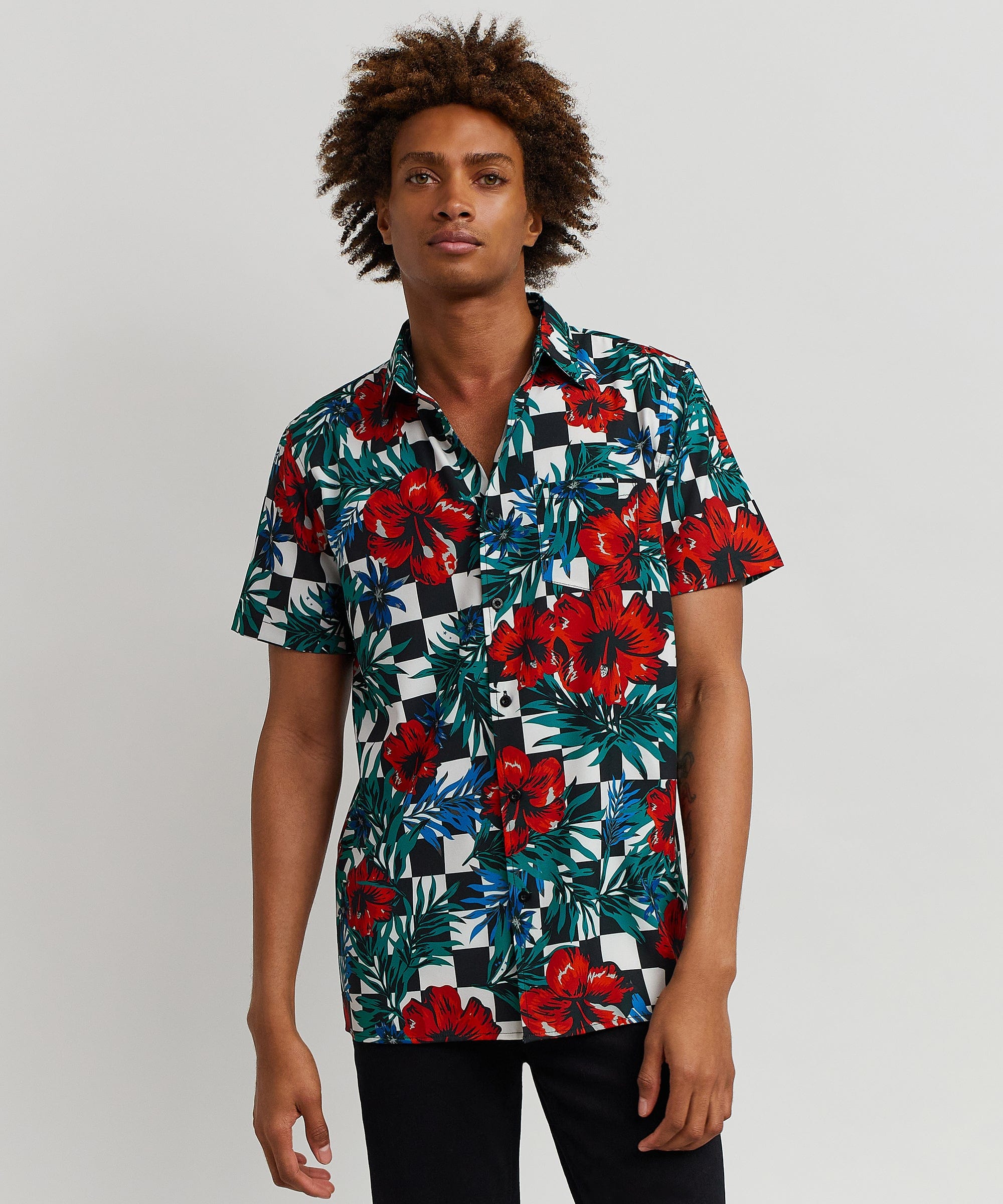 Floral Check Short Sleeve Shirt