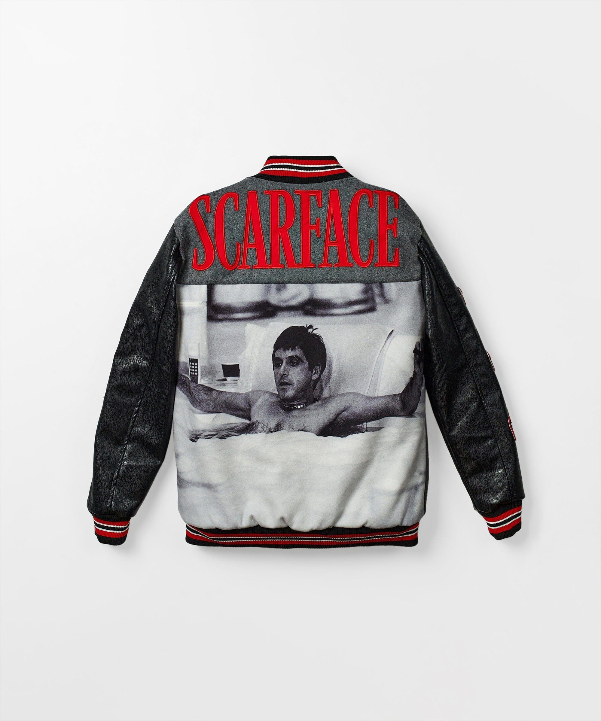 Scarface The World Varsity Jacket PU - Black And Grey