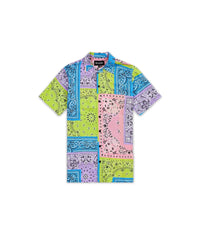 Plus Size Bandana Paisley Allover Print Short Sleeve Shirt