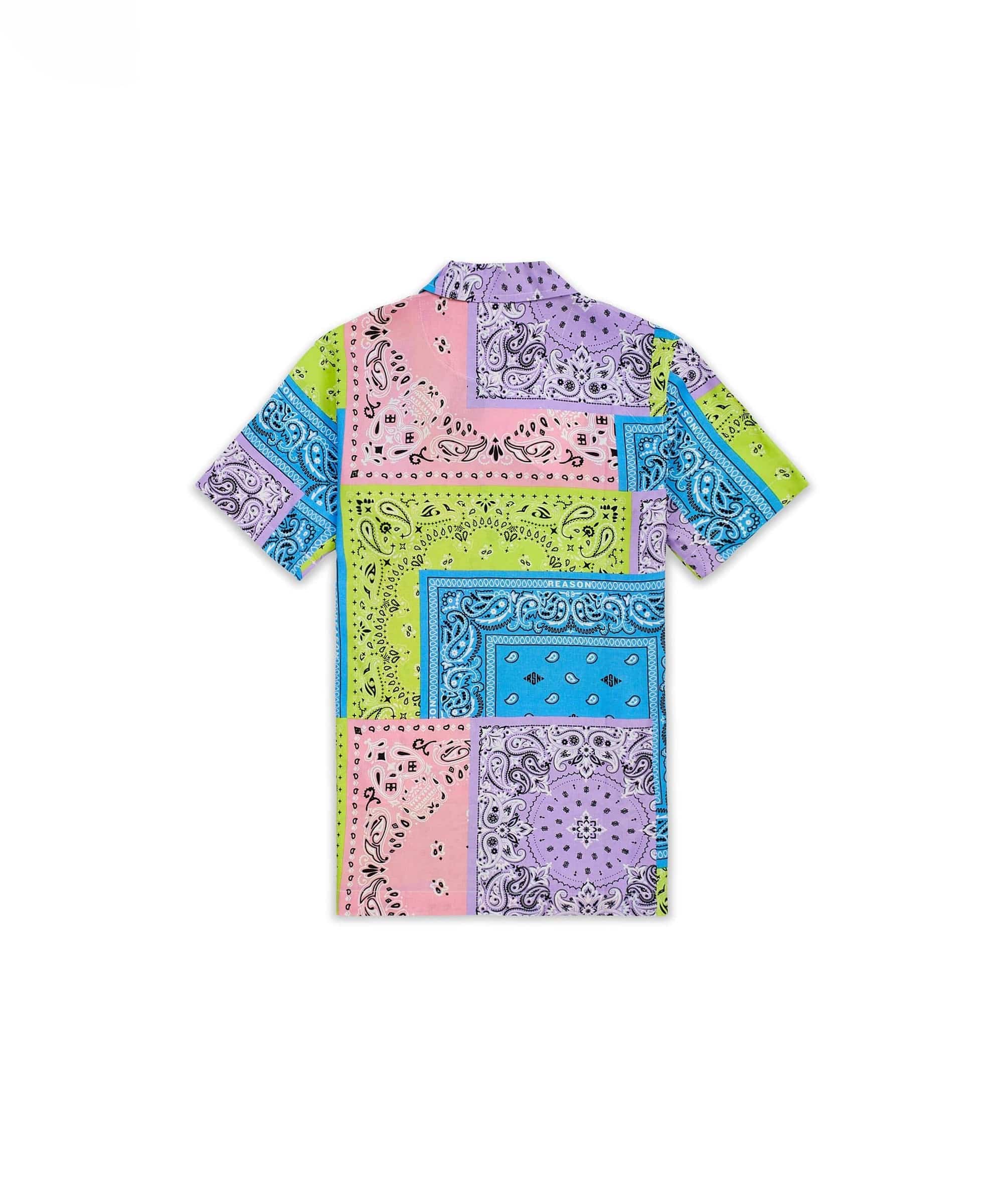 Plus Size Bandana Paisley Allover Print Short Sleeve Shirt