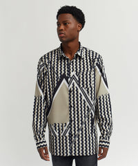 Geo Print Long Sleeve Woven Shirt
