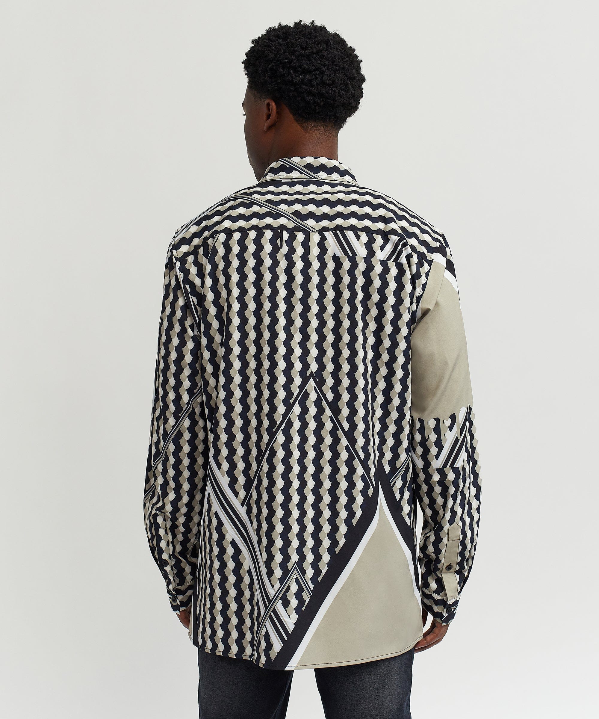 Geo Print Long Sleeve Woven Shirt