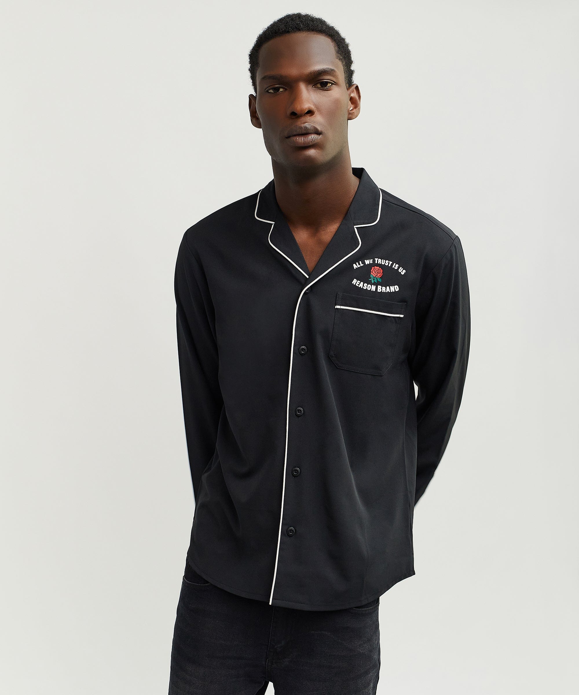 All We Trust Long Sleeve Woven Shirt - Black