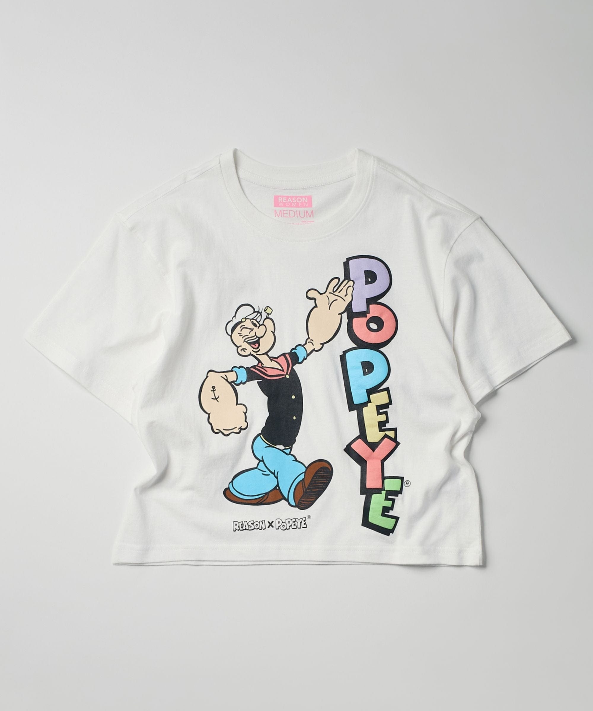 Womens Popeye Short Sleeve Cropped Tee - White