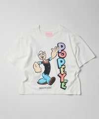 Womens Popeye Short Sleeve Cropped Tee - White