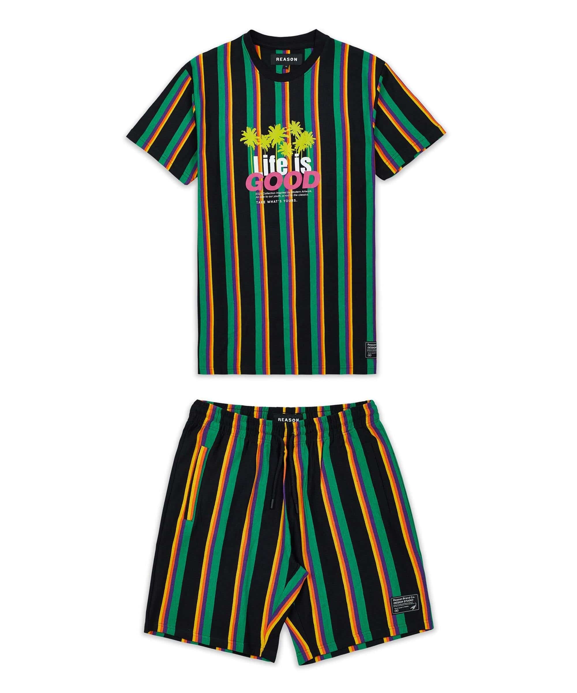 Vert Stripe Life Is Good Crew Set