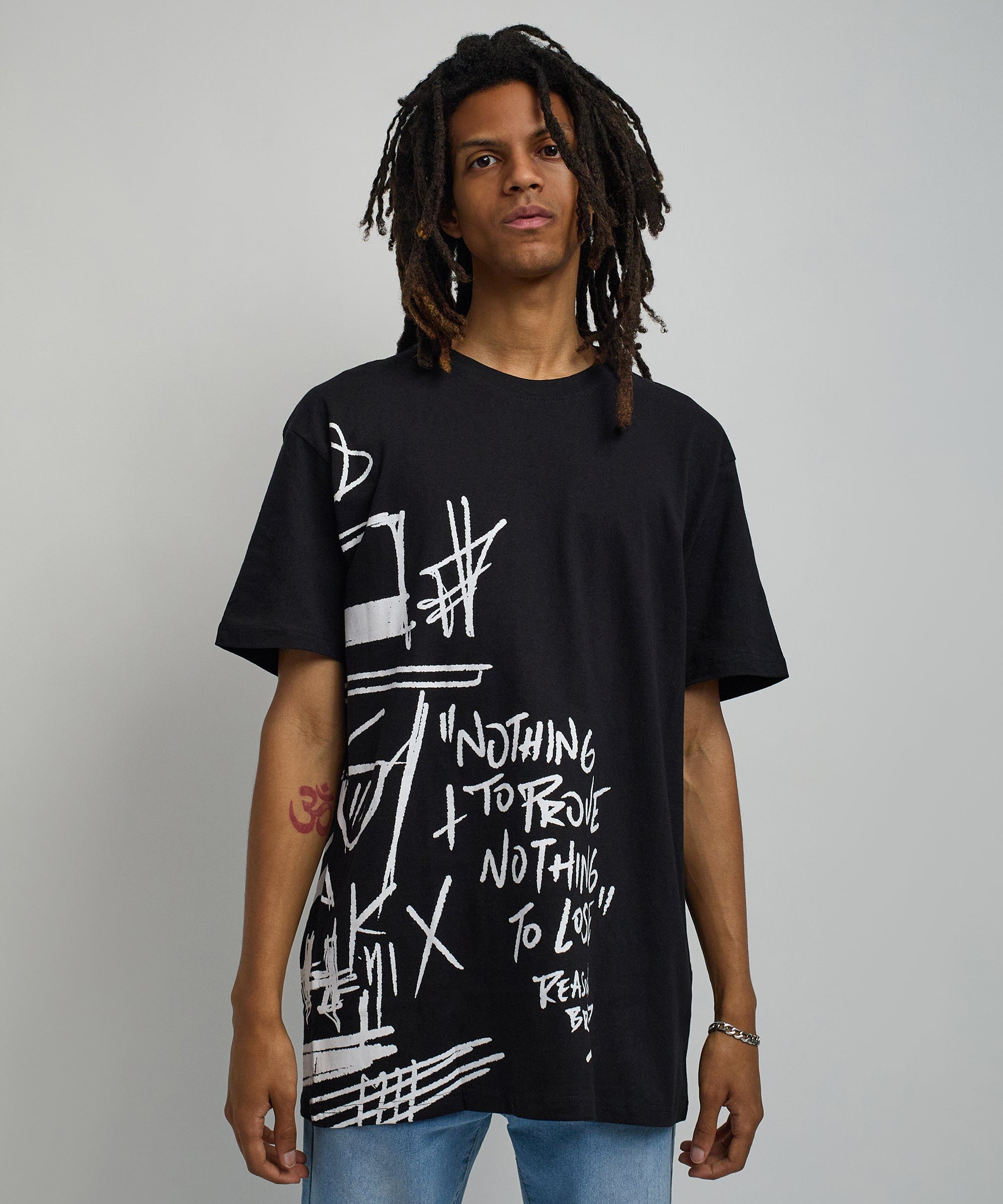 Walter Short Sleeve Front And Back Print Tee - Black
