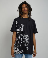 Walter Short Sleeve Front And Back Print Tee - Black