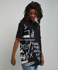Walter Short Sleeve Front And Back Print Tee - Black