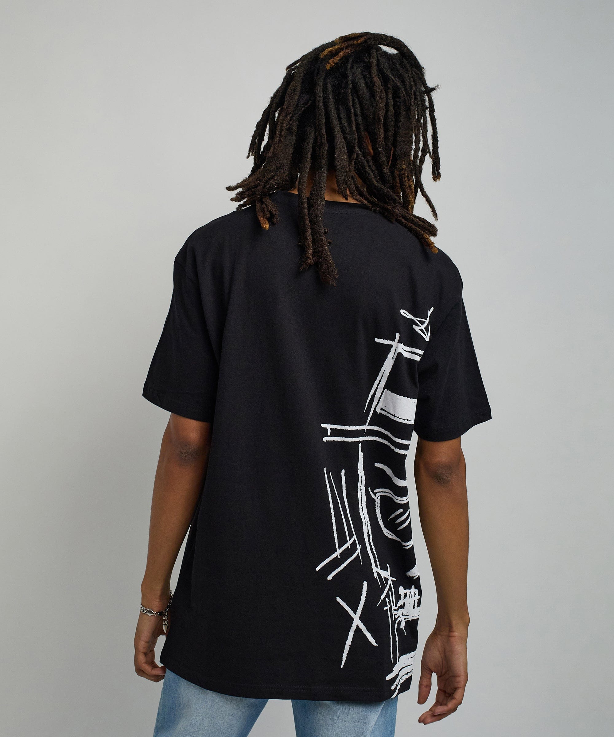 Walter Short Sleeve Front And Back Print Tee - Black