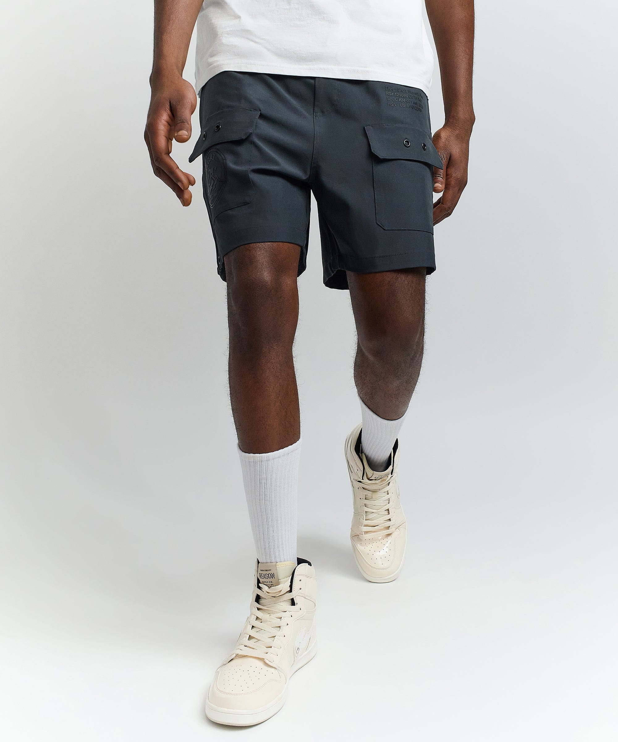 Goat Utility Stretch Tech Nylon Cargo Shorts - Charcoal