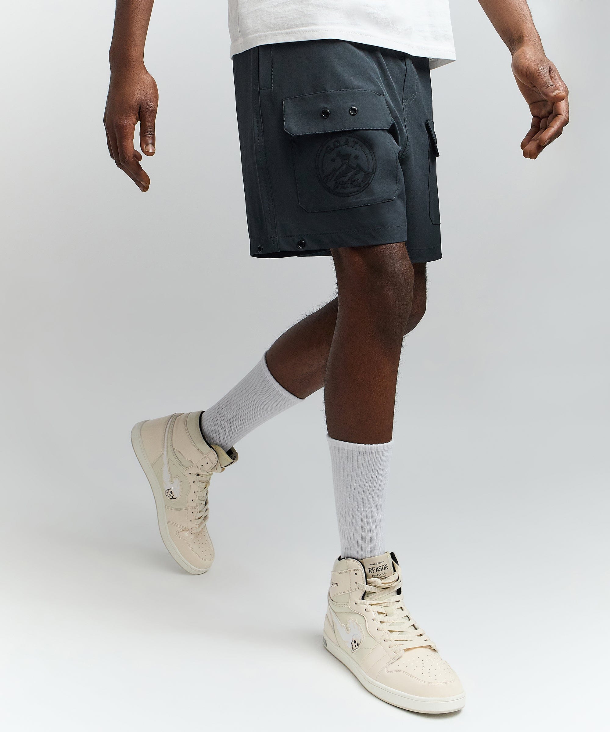 Goat Utility Stretch Tech Nylon Cargo Shorts - Charcoal