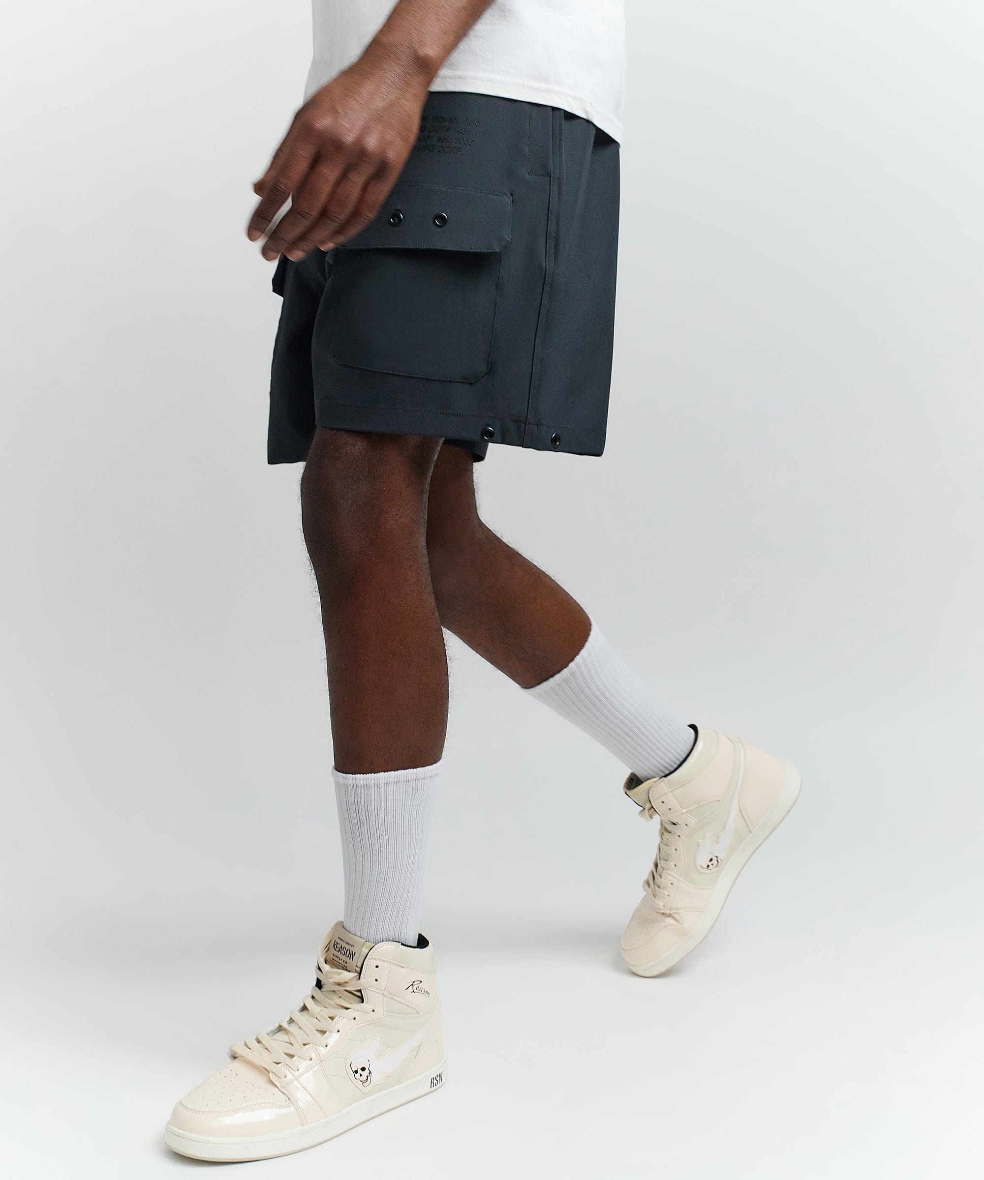 Goat Utility Stretch Tech Nylon Cargo Shorts - Charcoal