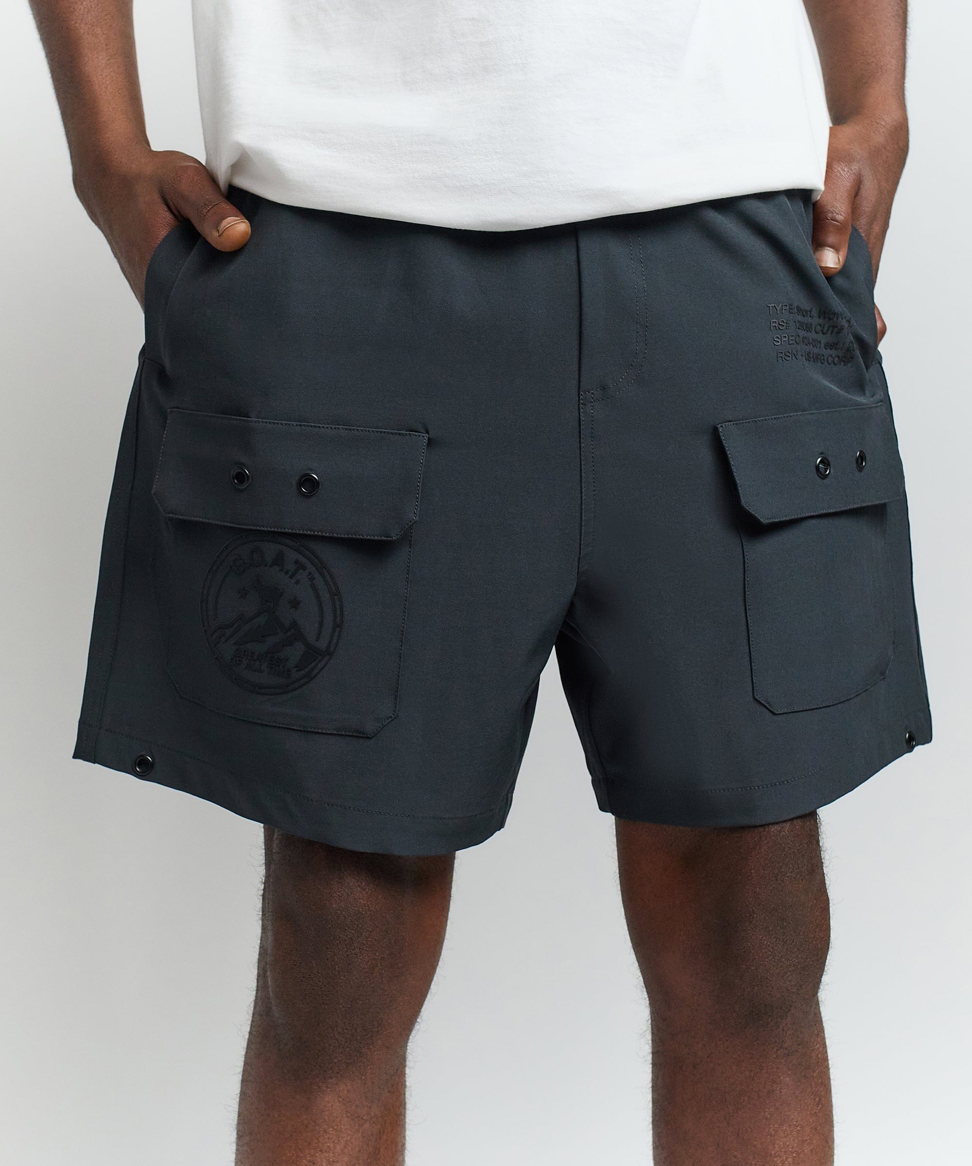 Goat Utility Stretch Tech Nylon Cargo Shorts - Charcoal